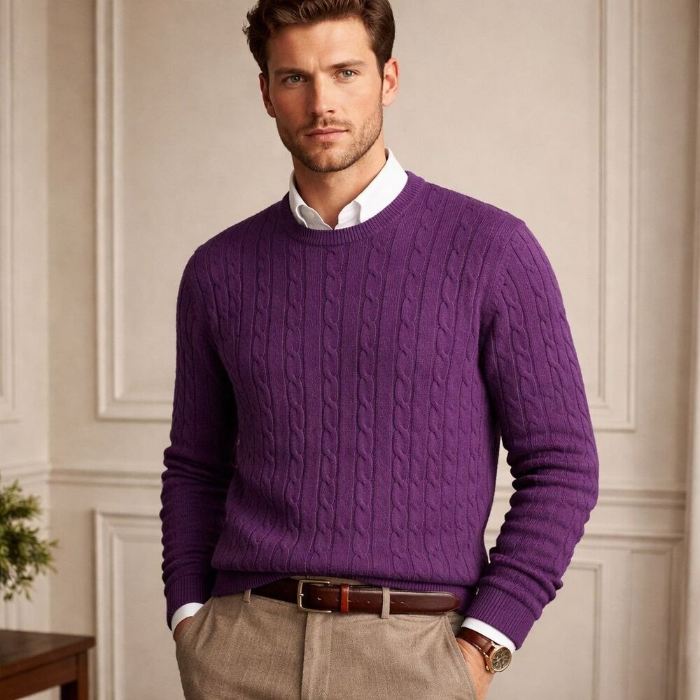 Brooks Brothers Extra Fine Merino Wool Sweater L Purple Quiet Luxury Preppy FLAW